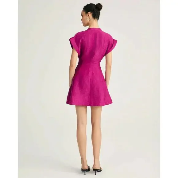 Derek Lam 10 Crosby Christina Short Sleeve Mini Dress in Hibiscus Purple NEW 4 S